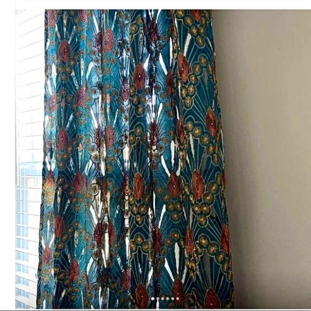 Pier 1 Imports Turquoise Boho Curtain Panels (2)